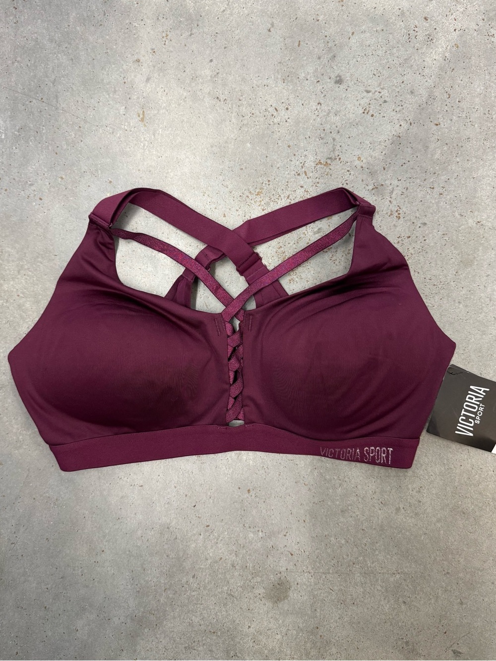Victoria’s Secret Sport Bra Size 36C Burgundy Strappy NWT